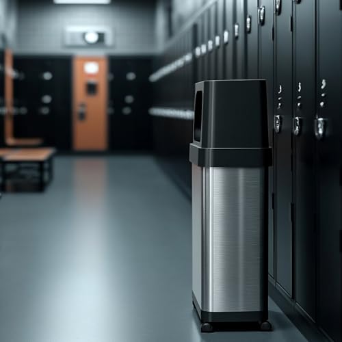 Image of iTouchless 18 Gallon Dual Side-Entry Trash Can with Wheels, Stainless Steel Kitchen Garbage Bin with AbsorbX Odor Filter, Mobile Recycle Bin for Office Home Events ADA-Compliant