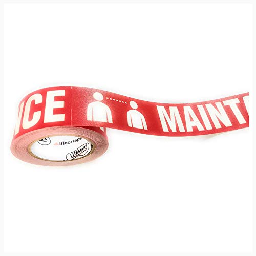 ifloortape Maintain Distance 6 FEET Floor Marking Tape 2 Inch x 55 Foot Roll Signs | Each Roll Contains 30 Repeating Message Stickers | 6ft Distance Floor Decals