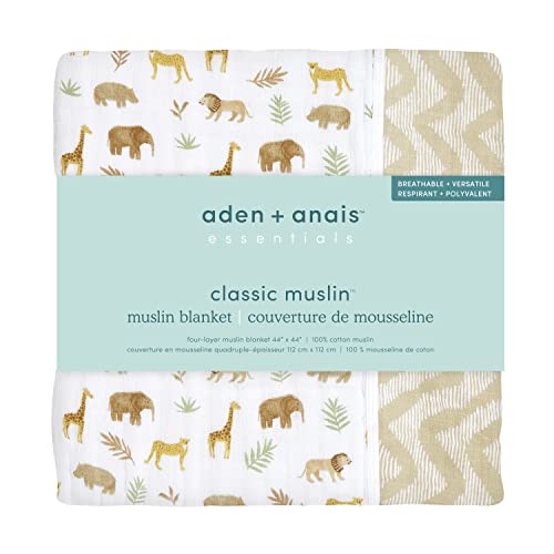 Image of aden + anais Essentials Dream Blanket, Muslin Baby Blankets for Girls & Boys, Ideal Lightweight Newborn Nursery & Crib Blanket, Tanzania