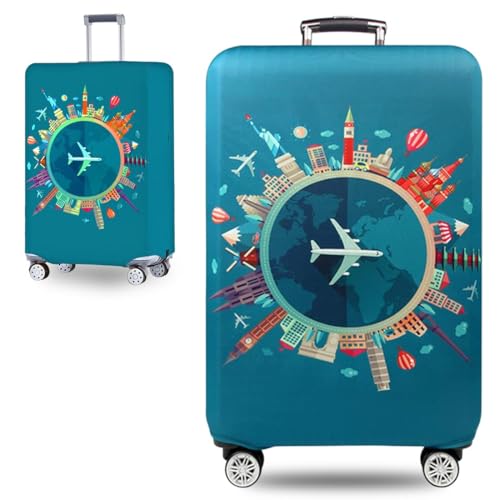COYUN 1 Pcs Funda Protectora para Maleta, Funda elástica, Funda para Maleta, Funda de Equipaje, Funda Protectora para Maletas, Funda Protectora para Maletas, Funda para Maleta(M, Patrón-Avión Verde)
