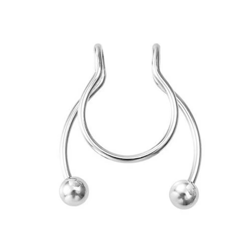 rvm jewels Stainless Steel Fake Septum Gold Silver Black Nose Hoop Rings False Nose Ring Metal Faux Lip Non Piercing Clip On Pressing Type Jewelry Hanger for Women And Girls-picture-40