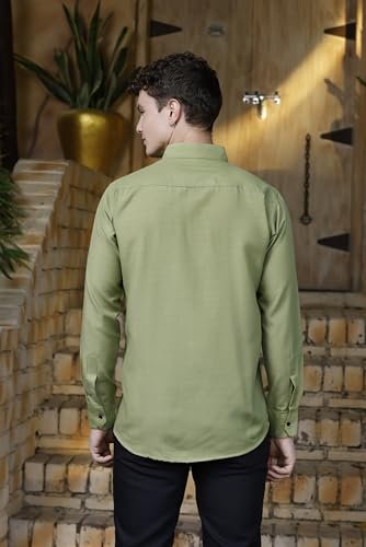 Image of Zilcon Linen Shirts for Men Casual Button Down Long Sleeve Shirt Solid Summer Beach Hawaiian Shirts