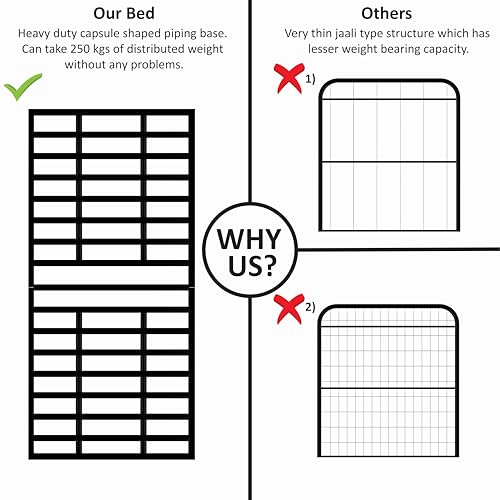 Image of Honey Touch Luvo Queen Size Bed Frame | Sturdy Steel Structure with Wooden Headboard | Noise-Free | No Assembly Required | Modern Minimalist Design |