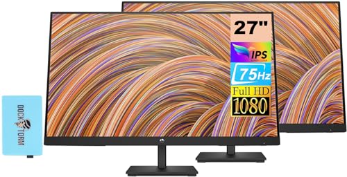 Image of HP Series 3 Pro 27 inch FHD IPS Monitor with 5ms Response Time | Anti Glare, Flicker Free, VESA Mount (100 x 100 mm), Displayport, HDMI & DKZ, Black Color 2 Pack