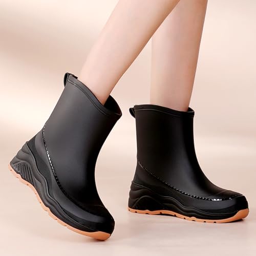 Image of Nutropa Mid Calf Rain Boots for Women, Anti-Slip Outdoor Work Rain Shoes