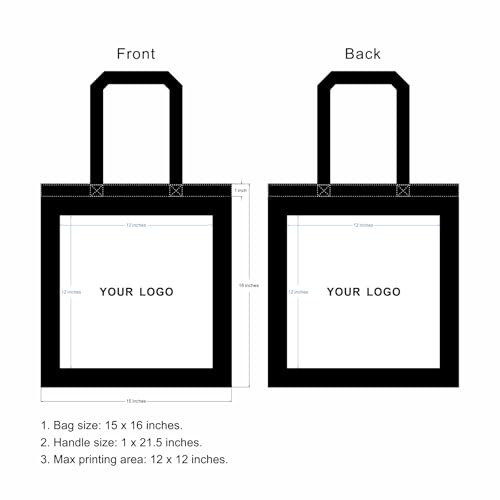 Image of TOPDesign 240-Pack Custom Cotton Tote Bags with Logo, Bulk Personalized Cloth Bags, Suitable for DIY, Advertising, Promotion, Gift, Activity (Black)