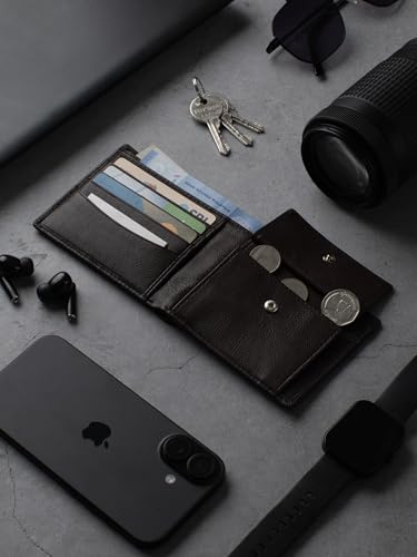 Alpha Premium Leather Mens Wallet | 100% Ethically Sourced Top Grain Leather | Luxury Craftsmanship | Smart Design | RFID Protection | Blending Style with Functionality | Business | Style 10, Black 5 411nNFwE9PL