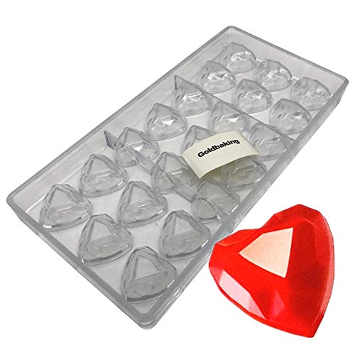 Goldbaking Diamond Heart Chocolate Mold Poly-carbonate Chocolate Mould Candy Tray