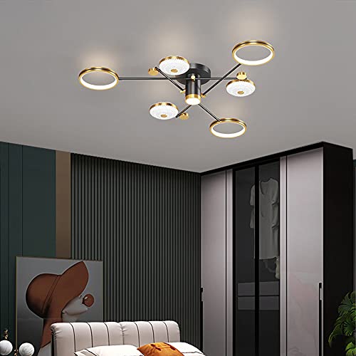 Plafonnier LED 8 têtes avec télécommande pour grand salon moderne