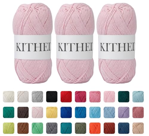 Image of Cotton Yarn,10.5oz,526yard,3 Pack ,Soft Yarn for Crocheting and Knitting (08 Light Pink)