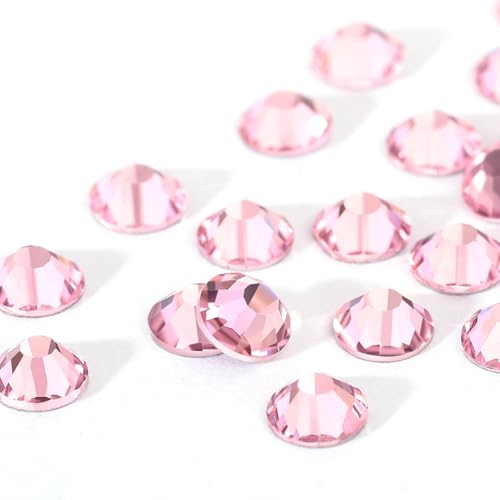 Image of Novani Crystal Rhinestones, Flatback Loose Gemstones 1440pcs Glass Rhinestones for Clothes Shoes Crafts Makeup Nail Art and DIY Decorations(SS6, Pink)