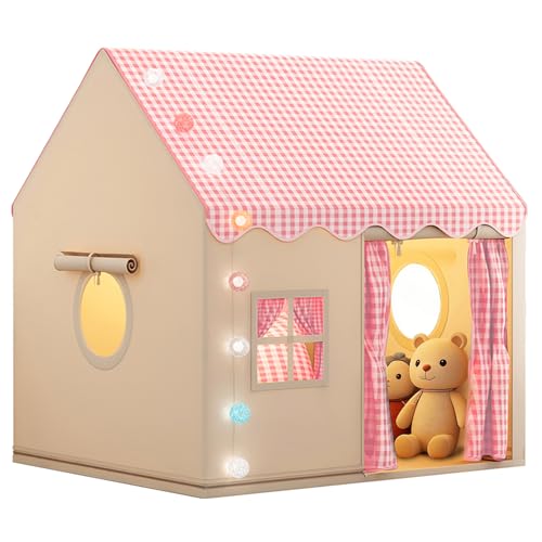 FREEAMG Tienda de Juegos para Niños, Acogedora Tienda de Juegos para Niños Pequeños con Luces Decorativas, Regalos de Cumpleaños Y del Día del Niño para Niñas Y Niños (Rosa)