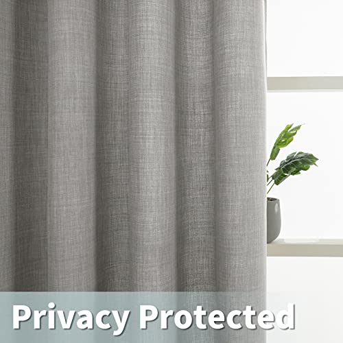 Image of LAMIT Natural Linen Curtains for Bedroom, 84 Inch Faux Linen Textured Sheer Light Filtering Privacy Drapes Grommet Window Panels for Living Room, Set of 2 Panels, 52 x 84 Inch, Grey