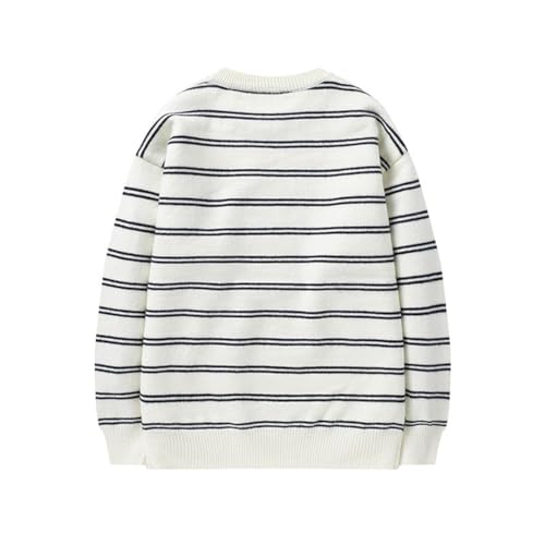 Vsadsau Men's Autumn Winter Striped Sweater Round Neck Knitted Casual Harajuku Long Sleeve Pullover4