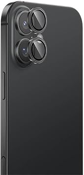 Enfein iPhone 16/16 Plus İle Uyumlu CmCov Kamera Lens Koruyucu Kolay Tak Çıkar Ergonomik İnce Tasarım Kırılma Ve Çizilme Önleyici Siyah