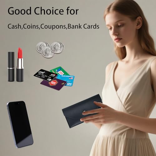 4 Pieces Cash Envelope Wallet Faux Leather Money Stuffing Wallets Organizer Envelope Wallet Retro Clutch Wallets for Men Women Cash Check Billing(Black, Pink, Brown, Red)4