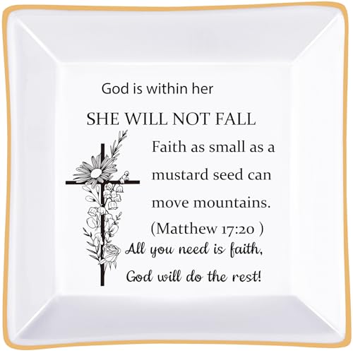 PUDDING CABIN Christian Gifts for Women, Christian Christian Bible Verse Jewelry Dish, Birthday Gifts for Women, Inspirational, Religious Gifts for Sister, Friend, Daughter, Mom