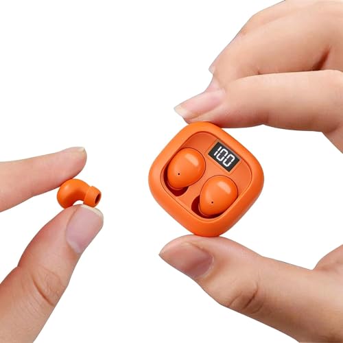 Image of Xmenha Orange Smallest Invisible Earbuds Wireless Bluetooth, Low Profile | Micro Tiny Discreet Hidden Earbuds for Work Small Headphones Invisible Sleep Wireless Earphone Ear Buds for Small Ear Canals