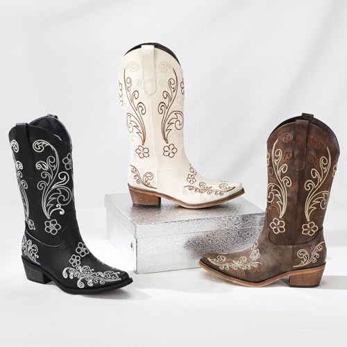 Image of Cowboy Boots for Women, Pointed Toe Chunky Heel | All-day walking comfort design, versatile for daily outfits, country music festivals and western style occasions