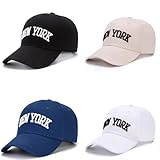 WODXCOR 4 Piece of Fashion Baseball Cap New York Embroidery 100% Cotton Adjustable Dad Hat Men and Women(4 Color)