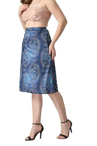 Image of VAGISHA Blooming Below Knee | Middi Printed A-line Skirt for Women's /Girl's |100% Polyblend | Soft & Breathable Fabric | Elastic Band | Casual Wear |M-XXXL|28 inch-36 inch inches