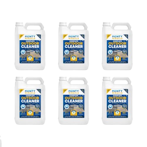 Monty Miracle® Outdoor Cleaner, Clean & Rejuvenate your Patio, Decking, Fencing, Paths, Driveway, Render & More - Results in 6-10 Minutes! Slip free, Pet & Child Safe (6 x Outdoor Cleaner) option