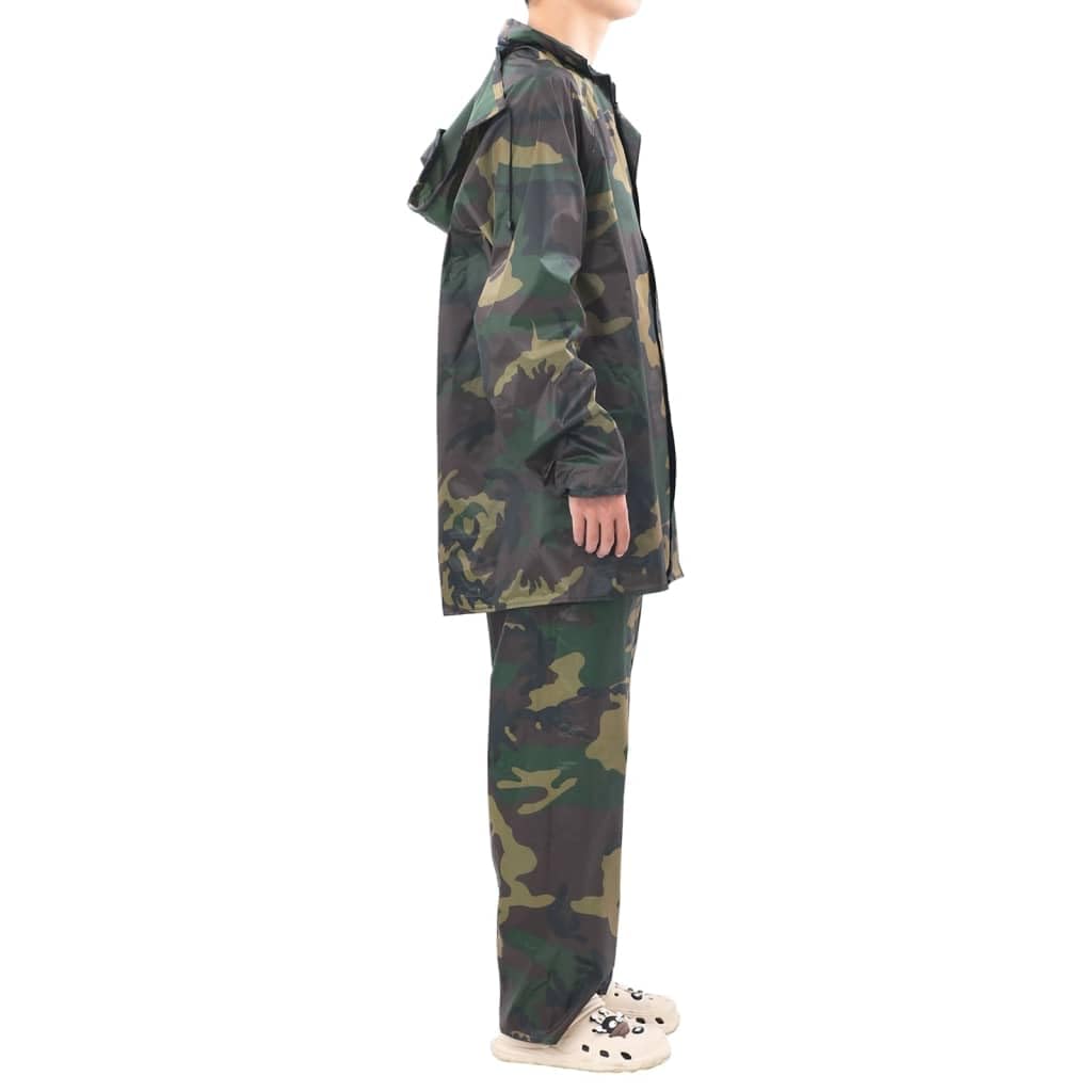 Traje impermeable de 2 piezas para hombre XXL con capucha y cintura elástica para exteriores, senderismo, camping, bicicleta de trekking
