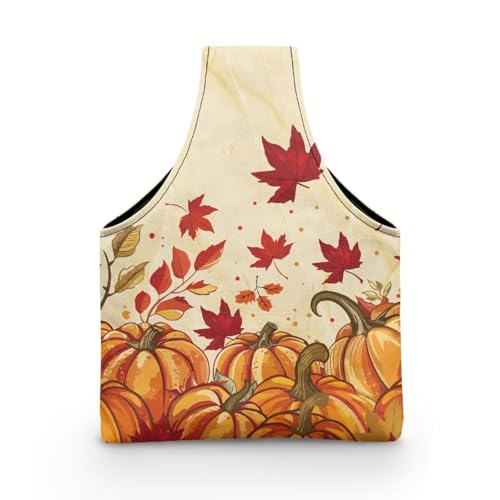 Image of KUIFORTI Maple Leaf Yarn Bag Crochet Tote Bag Pumpkin Yarn Storage Organizer Travel Wrist Tote Comfortable for Crocheting Lightweight for Knitting Accessories Fall Gifts