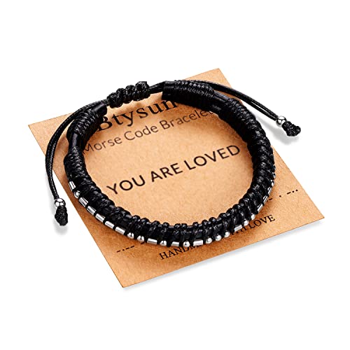 Inspirational Gifts for Men Morse Code Bracelets Mens Bracelets Graduation Gifts for Him Fathers Day Adjustable Leather Bracelet Motivational Birthday Annivesary Jewelry Stocking Stuffers for Men