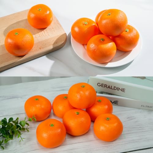 HAKSEN 12 PCS Fake Oranges, Artificial Fruits for Decoration Lifelike Fake Fruit Faux Oranges for Home Kitchen Cabinet Decor Photography Prop