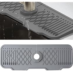 Fregadero Redondo Ikea Veki Alfombrilla de Silicona para Grifo, Protector Salpicaduras de Fregadero, Bandeja de Recogida de Goteo, Tapete Absorbente para Fregadero para Proteger Encimera de Cocina y Baño (43 cm, Gris)