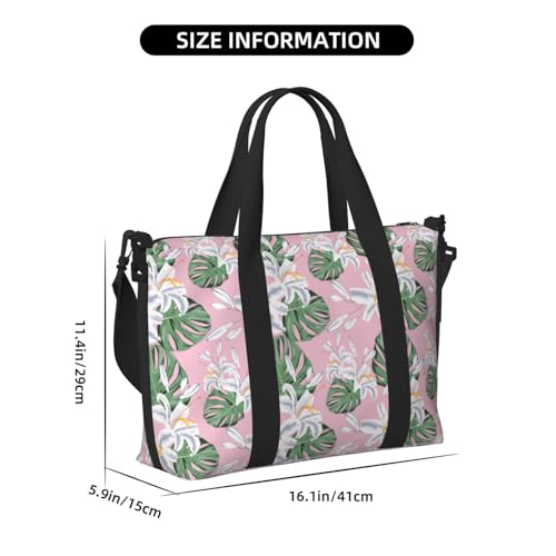Carry On Duffle Bags Overnight Weekender Bags for Women, Green Leaves Lilies Flowers Personal Item Travel Bag, Travel Essentials Sport Gym Bag for Men Women2