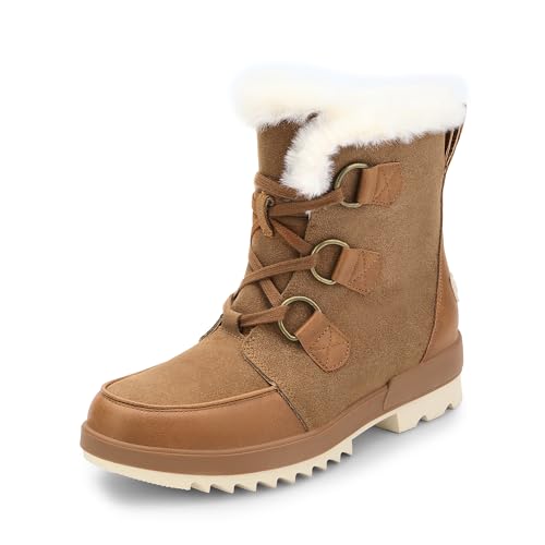DREAM PAIRS Ankle Winter Boots for Women Snow Boots Anti-Slip Resistant Classic Warm Faux Fur Lined Lace Up for Outdoor Hiking Walking 6 Tan