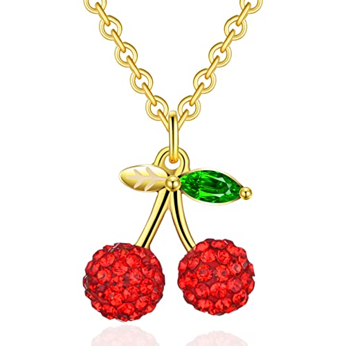 Collier Argent 925 Femme, Collier Pendentif en Zircon Rouge, Chaîne en Argent avec Coffret Cadeau Exquis, Cadeau pour Les Femmes et Les Filles (Cerise) Cover