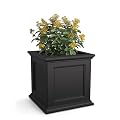Mayne Fairfield 20-Inch Square Planter – Self-Watering, Weather-Resistant Planter for Flowers – Durable Outdoor Design for Patio, Porch, or Entryway