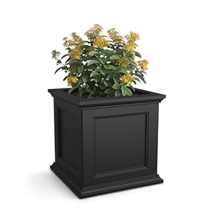 Mayne Fairfield 20-Inch Square Planter – Self-Watering, Weather-Resistant Planter for Flowers – Durable Outdoor Design for Patio, Porch, or Entryway