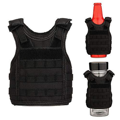 Tactical Area Chaleco táctico de la Cerveza Chaleco Militar Mini con el sostenedor de Las latas de la Taza de la Botella de Agua de la Bebida de Las Correas de Molle-BK