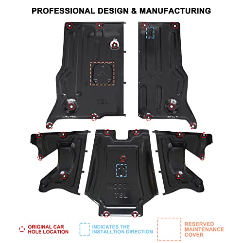 Image of Skid Plate for Tesla Model 3 / Model Y, Splash Shield Cover Under Engine Guard Cover Chassis Guard Plates for Tesla Model 3 2017-2025 / Model Y 2020-2025 Accessories -2PCS (Front+Rear)