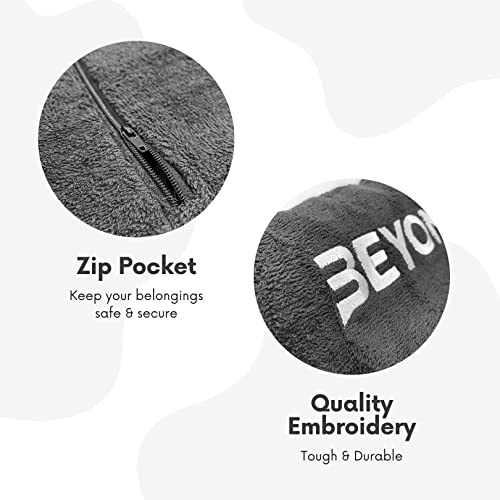 Beyond Gym Towel with Zip Pocket Cotton, High Absorbent for Crossfit Weightlifting and Running Black, 40 x 80 cm - Image 2