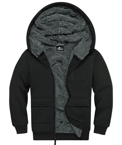 Image of Boys Zip Up Hoodie Kid Hooded Jacket | Fleece Lining,Soft Warm coat,Fall Winter Outwear for 6-15 Years Unisex,Sweatshirt Suitable for School,Outdoor