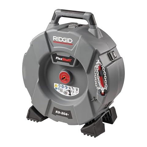 RIDGID 76198 FlexShaft K9-204+ Drain Cleaning Machine for 2" to 4" Pipe, Professional Wall-to-Wall Drain Cleaning Machine with 70' of 5/16" FlexShaft Cable Cover