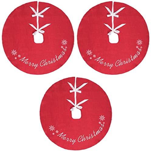 3 Pcs Christmas Tree Skirt Merry Christmas Tree Mat Christmas Party Supplies (Red) Christmas Decorations Gifts Ornaments #TOP7