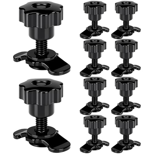 Amyhill 10 Pcs L Track Double Stud Lug Tie Down M8 x 40 mm with Plum Blossom Knob and Thumb Nut Heavy Duty L Track Threaded Stud Fittings for Truck Bed and Trailer Cargo Controls