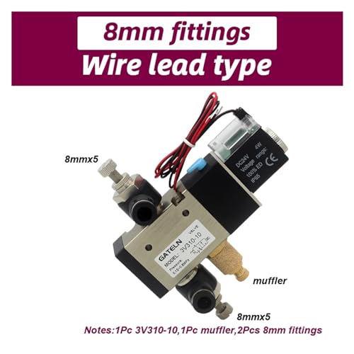 Électrovanne 3V310-10-NC DC12V directionnelle haute précision avec connecteurs 8mm - 3