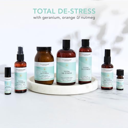 Tisserand Aromatherapie Anti-Stress-Badöl, 200 ml mit beruhigender Orange, ausgleichender Geranie und wärmenden Muskatnuss