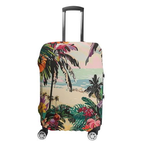 Tropical Floral Pattern Luggage Cover Personalization Suitcase Covers Protector Elastic Washable Baggage Cover Anti-Scratch For Traveling, Aircraft Consignment M