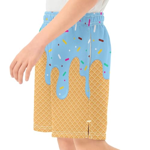 Athletic Gym Shorts Boys Casual Shorts Elastic Waist with Pockets, Summer Kids Bottom for Sports Homewear 7-15 Years4