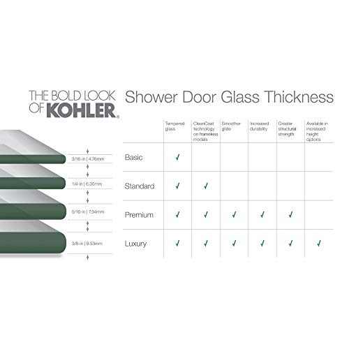 Kohler K-707551-L-Bnk Revel Pivot Shower Door With 5/16" Thick Crystal Clear Glass, 70 X 43-1/8 X 48", Anodized Brushed Nickel #TOP2