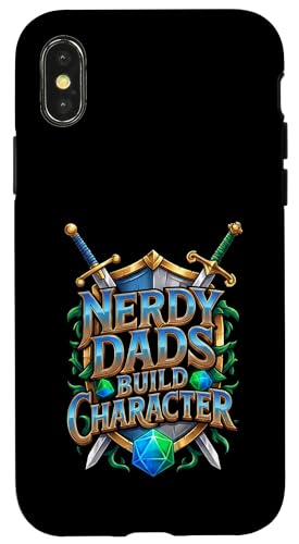 Nerdy Dads Build Character Funny RPG Dice Tabletop Gamer �X�}�z�P�[�X iPhone X/XS �p