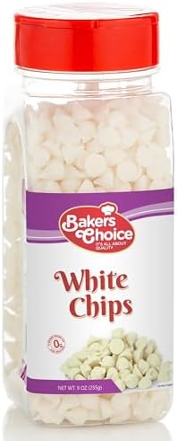 White Chocolate Flavored Chips Non Dairy, Kosher 9 ounce. Baker’s Choice.